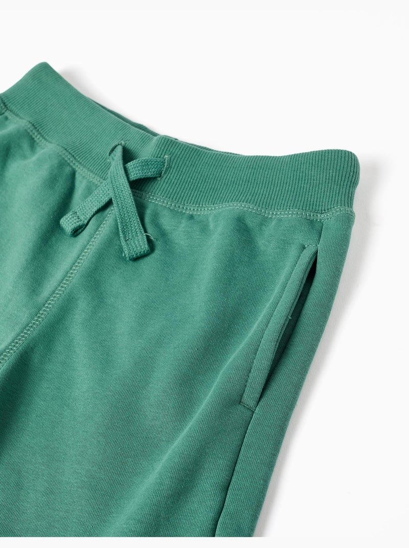 Short en molleton avec cordon de serrage et poches latérales Vert foncé - Kiabi