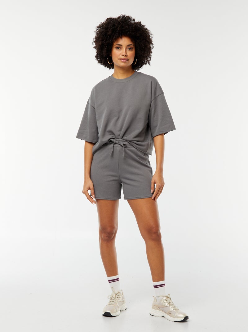 Short en molleton avec cordons GRIS - Kiabi
