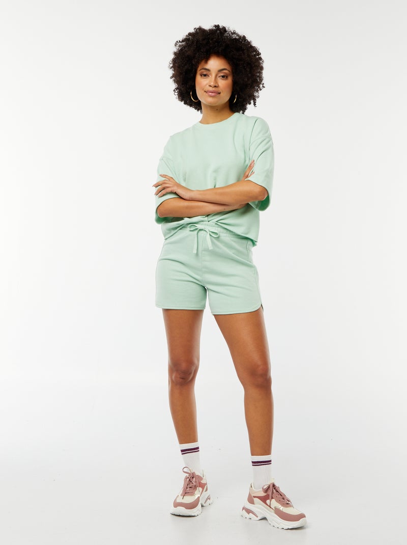Short en molleton avec cordons VERT - Kiabi