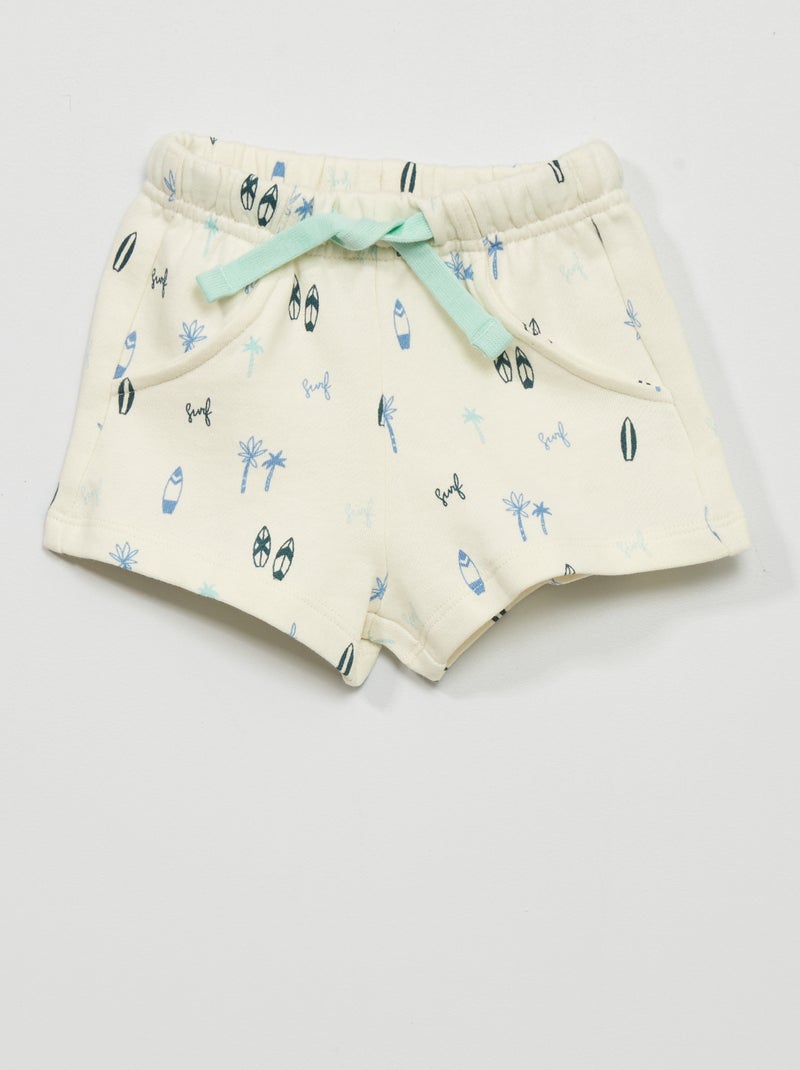 Short en molleton avec imprimé Blanc - Kiabi