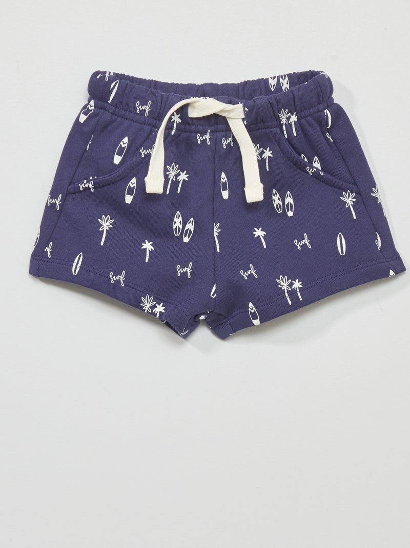 Short en molleton avec imprimé Bleu - Kiabi