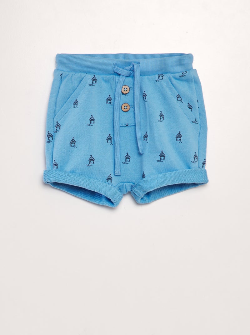 Short en molleton avec imprimé Bleu - Kiabi