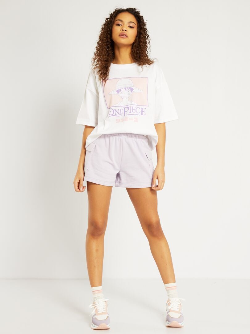 Short en molleton avec poches à rabat lilas - Kiabi