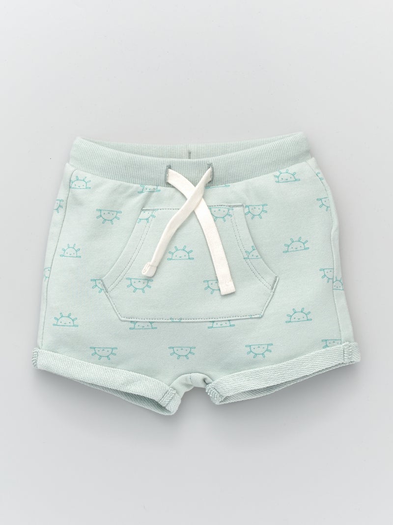 Short en molleton avec revers Bleu/Vert - Kiabi