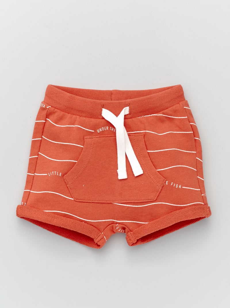 Short en molleton avec revers Rouge - Kiabi