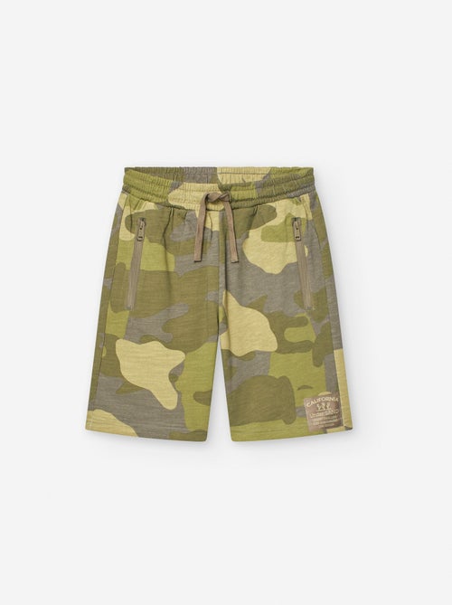 Short en Molleton en Coton à Motif Camouflage - Kiabi