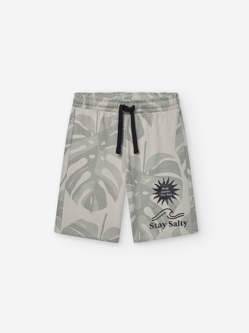 Short en Molleton en Coton à Motif Gris - Kiabi