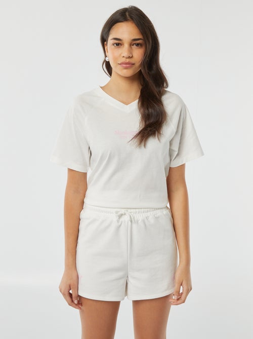 Short en molleton fin avec petit imprimé - Kiabi