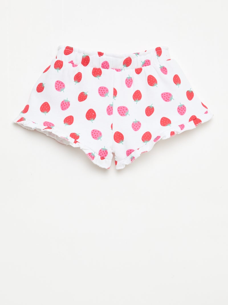Short en molleton léger et volanté Blanc - Kiabi