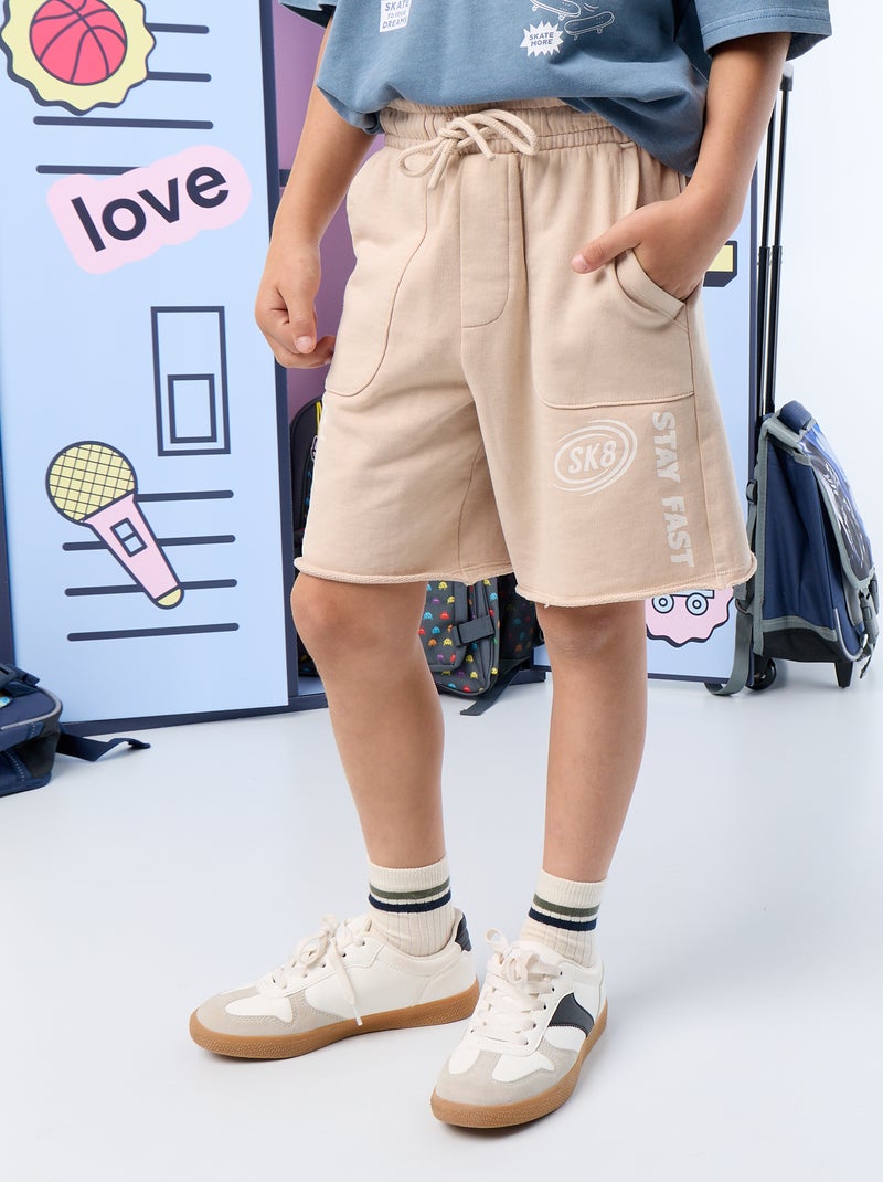 Short en molleton léger imprimé Beige - Kiabi