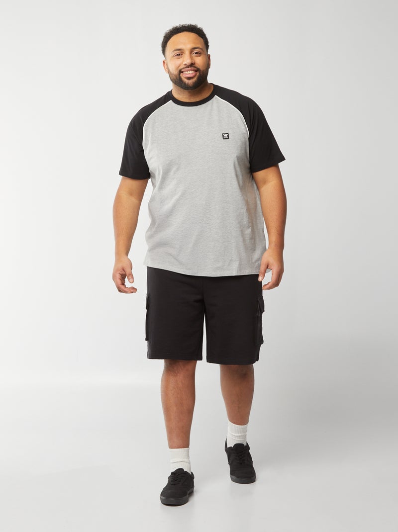 Short en molleton léger multipoches noir - Kiabi