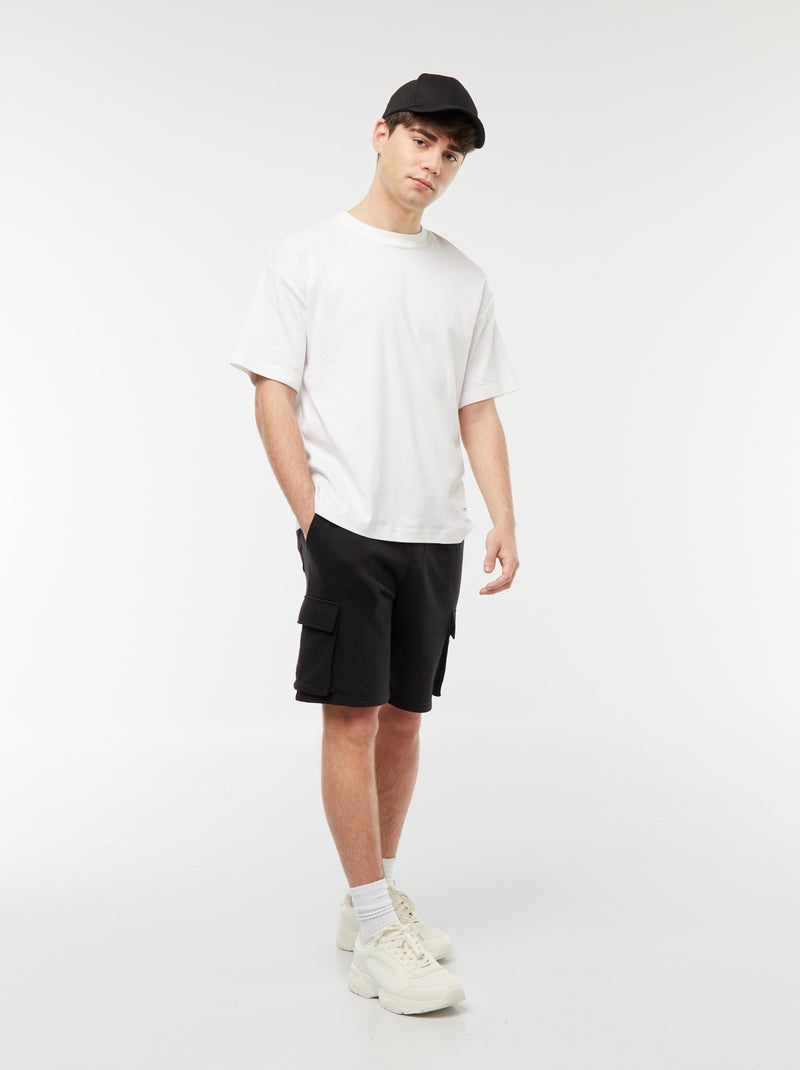 Short en molleton léger multipoches Noir - Kiabi