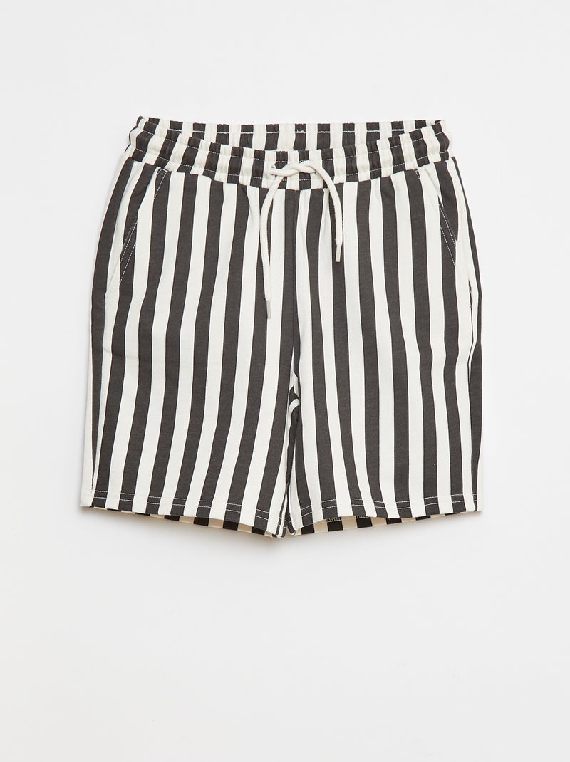 Short en molleton léger Noir rayé - Kiabi