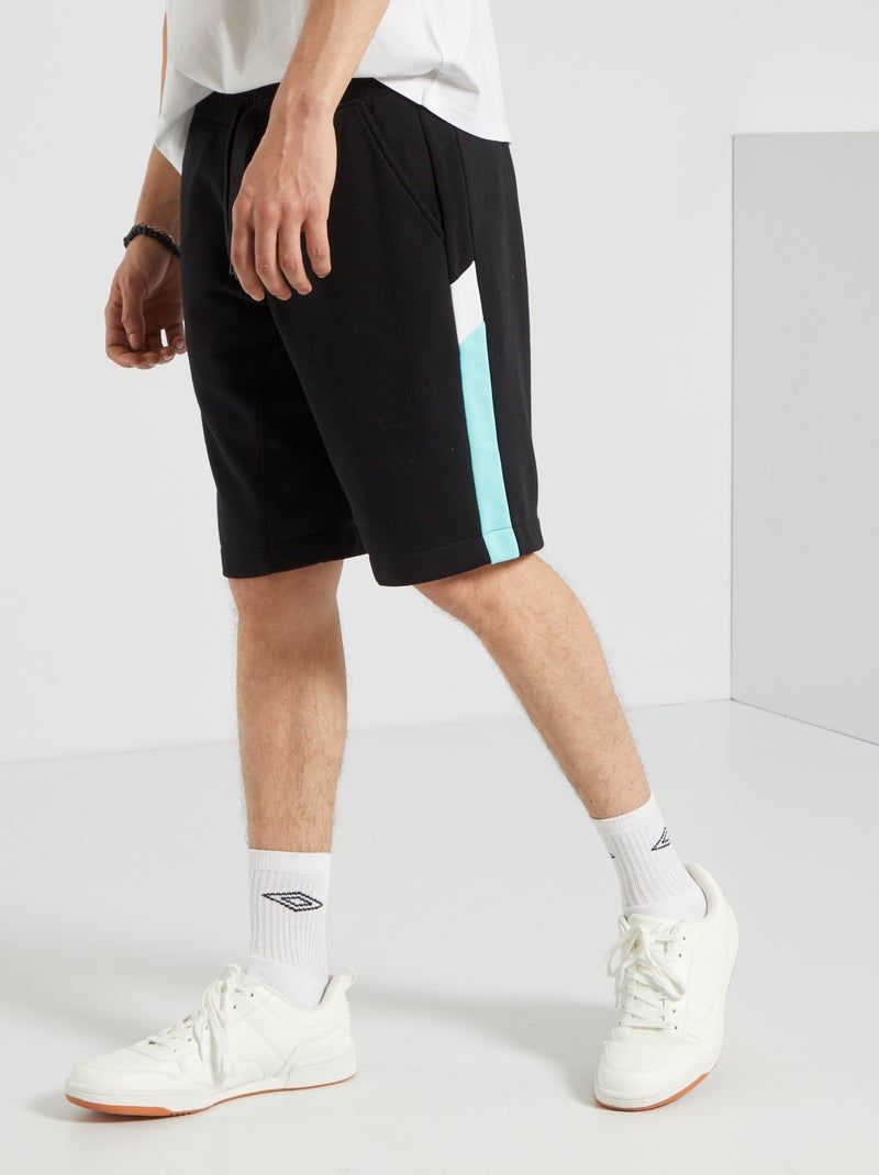 Short en molleton noir/bleu/blanc - Kiabi