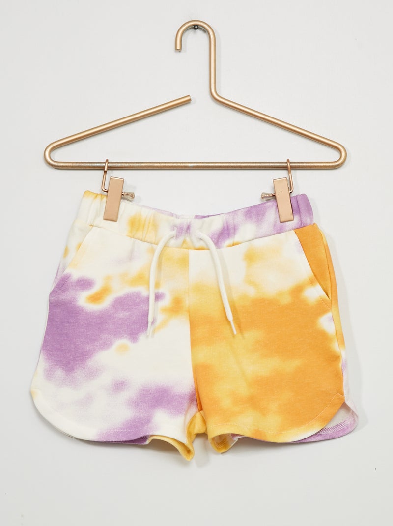Short en molleton 'tie and dye' Violet/orange/blanc - Kiabi