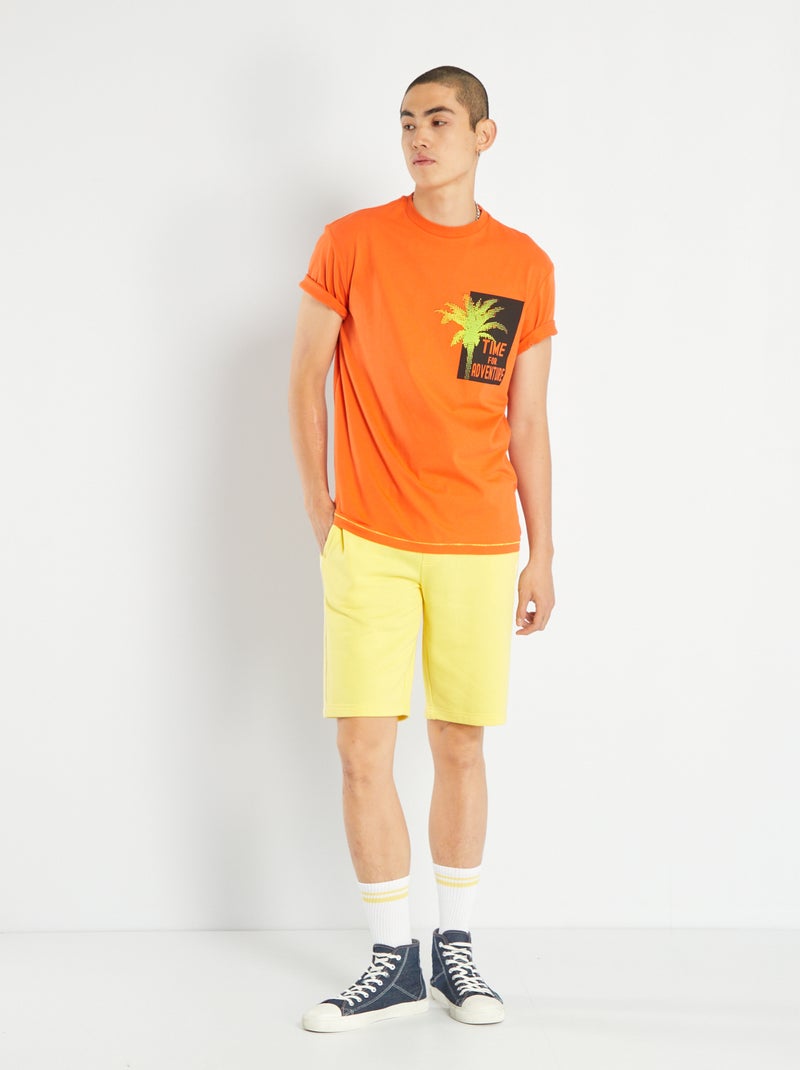 Short en molleton uni Jaune - Kiabi