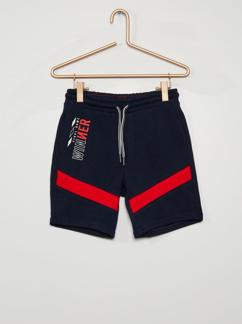 Short en molleton 'Winner' bleu/rouge - Kiabi