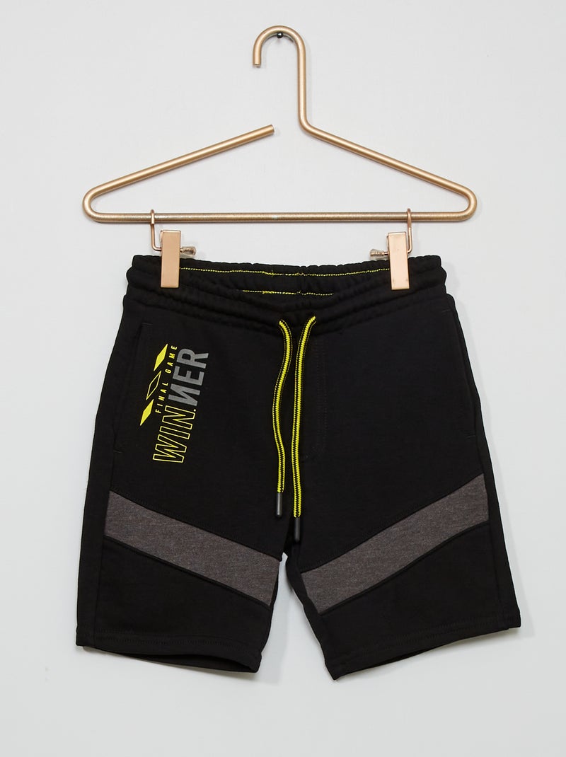 Short en molleton 'Winner' noir - Kiabi