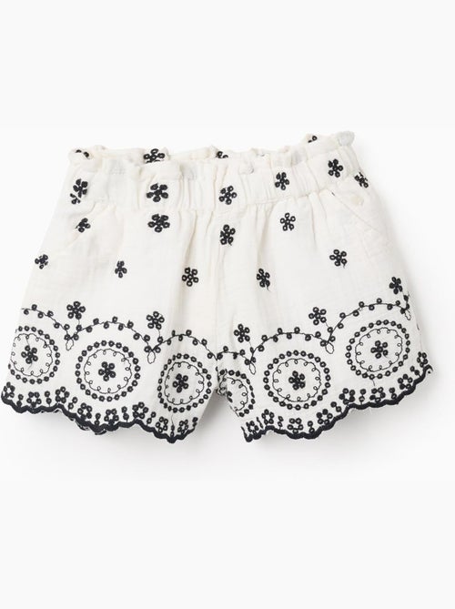 Short en Mousseline de Coton avec Broderies - Kiabi