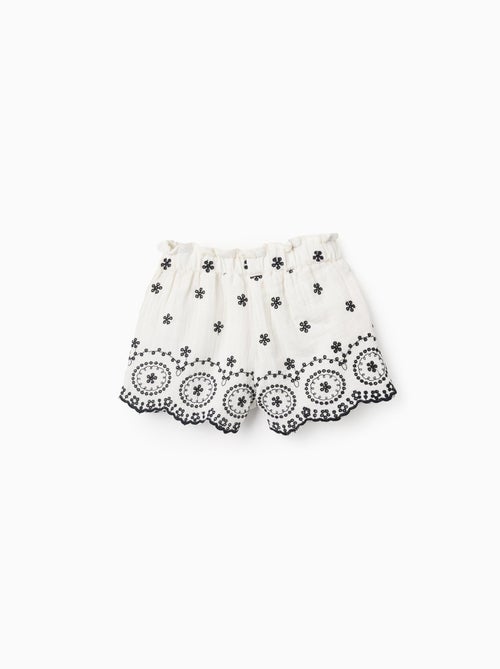 Short en Mousseline de Coton avec Broderies - Kiabi