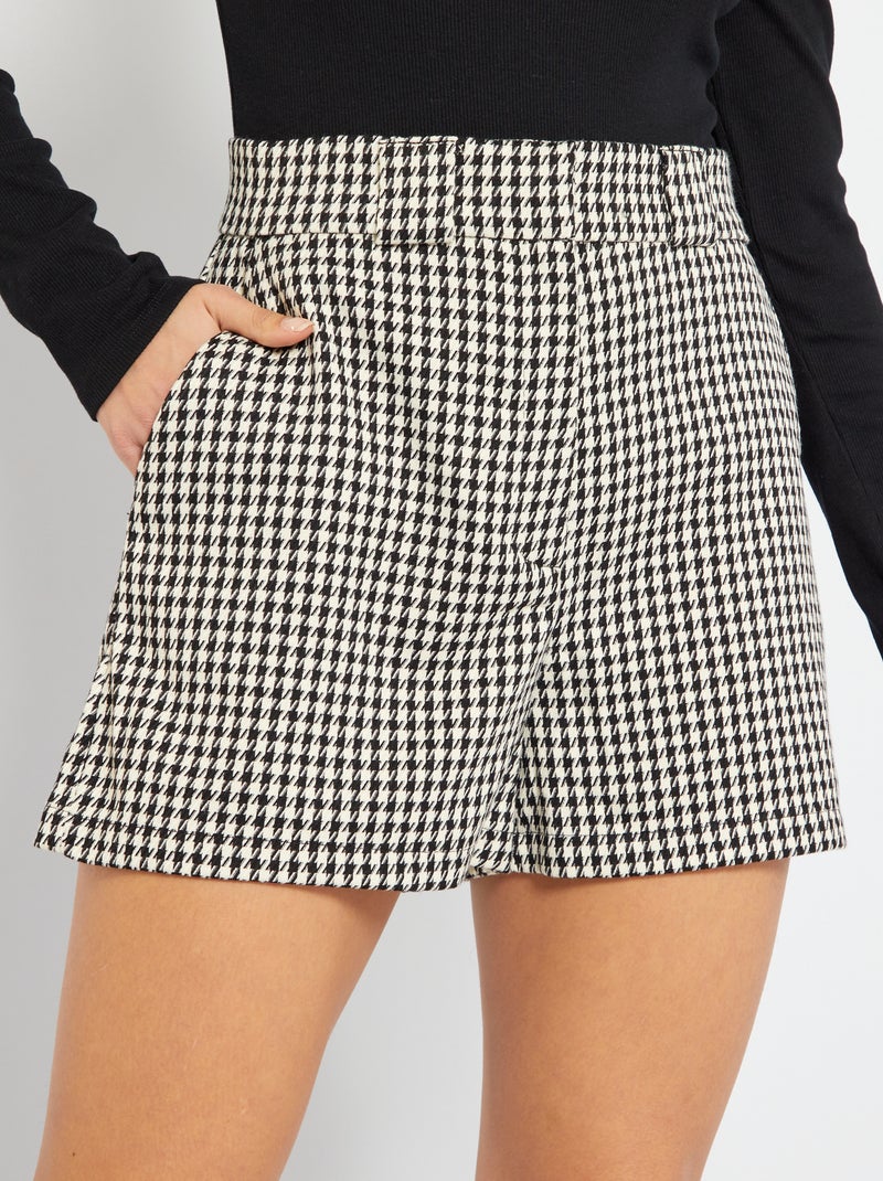 Short en pied de poule Noir - Kiabi