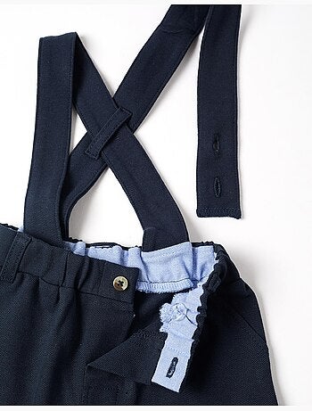 Short en piqué de coton avec bretelles