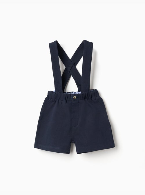 Short en piqué de coton avec bretelles - Kiabi