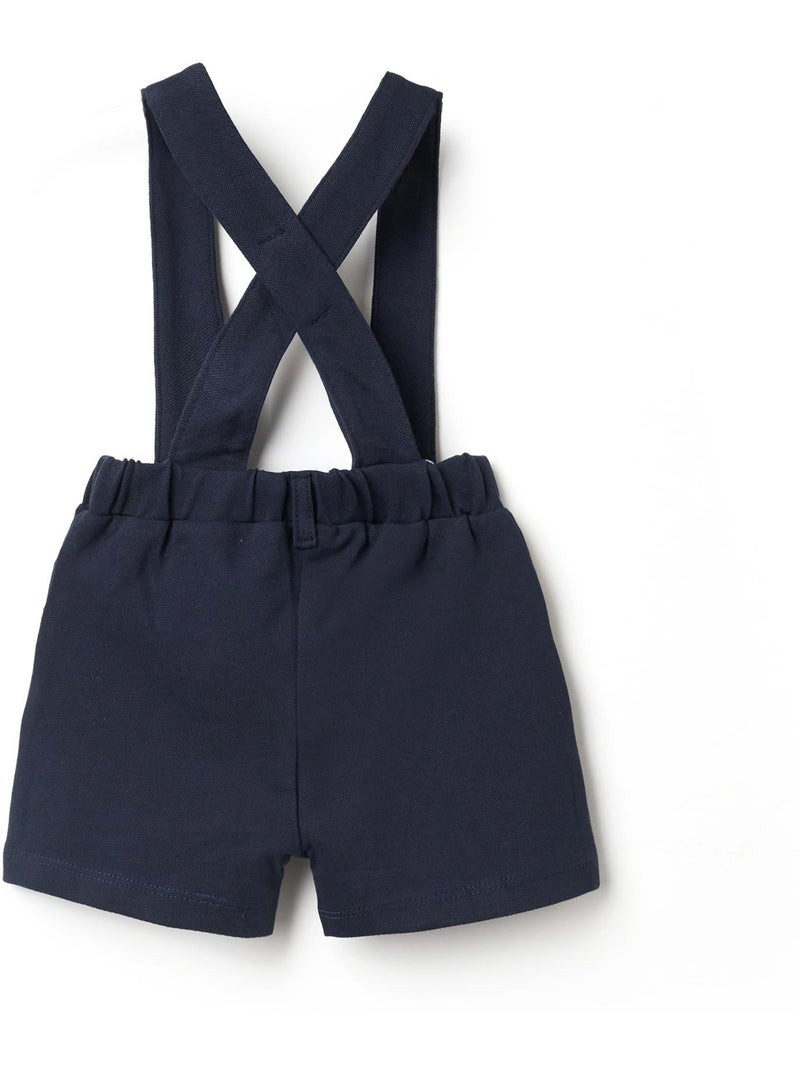 Short en piqué de coton avec bretelles Bleu foncé - Kiabi