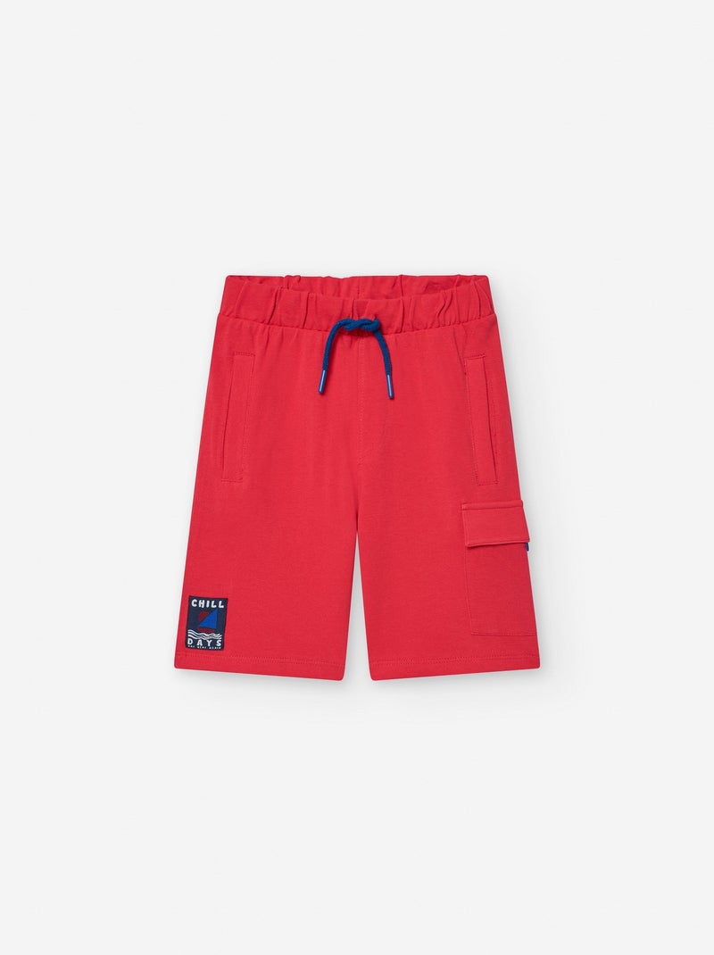 Short en Piqué de Coton avec Poche Cargo Rouge - Kiabi