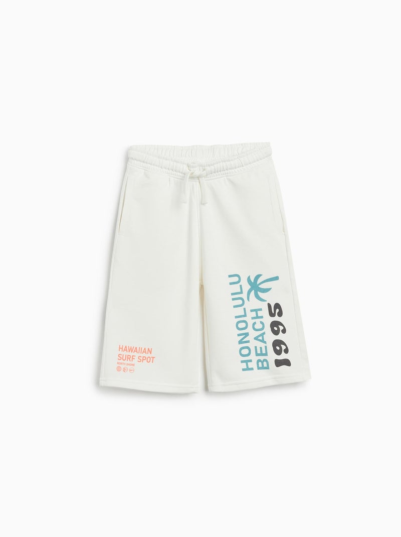 Short en polaire imprimé MO Fashion Blanc - Kiabi