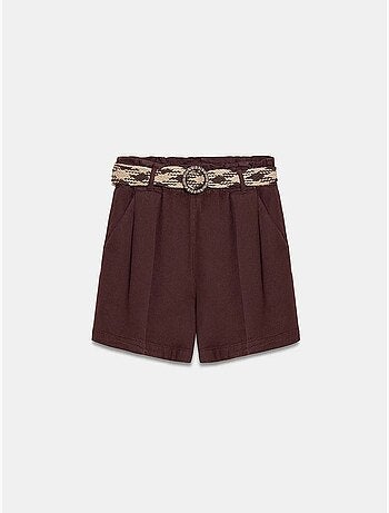 Short en popeline à taille haute et ceinture dilvin