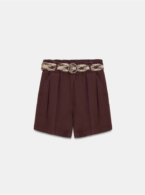 Short en popeline à taille haute et ceinture dilvin - Kiabi Short en popeline à taille haute et ceinture dilvin - Kiabi