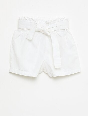 Short en popeline avec ceinture à nouer