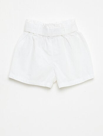 Short en popeline avec ceinture à nouer