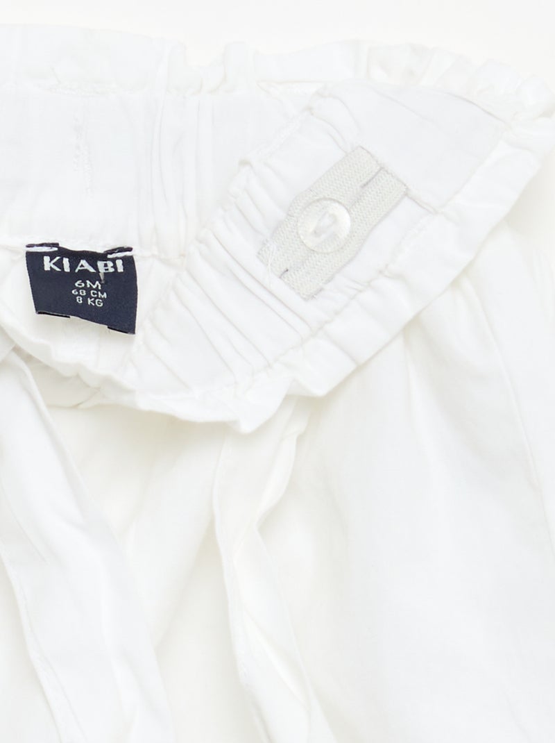 Short en popeline avec ceinture à nouer Blanc - Kiabi
