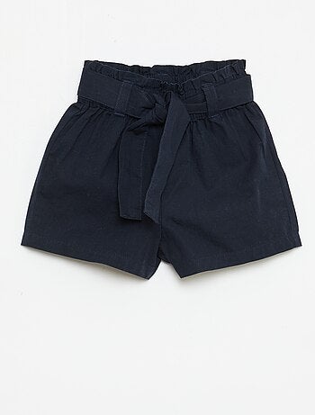 Short en popeline avec ceinture à nouer