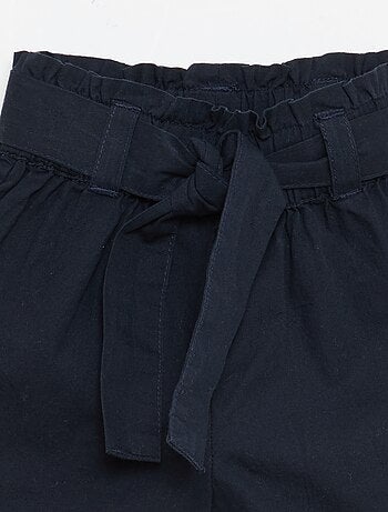Short en popeline avec ceinture à nouer