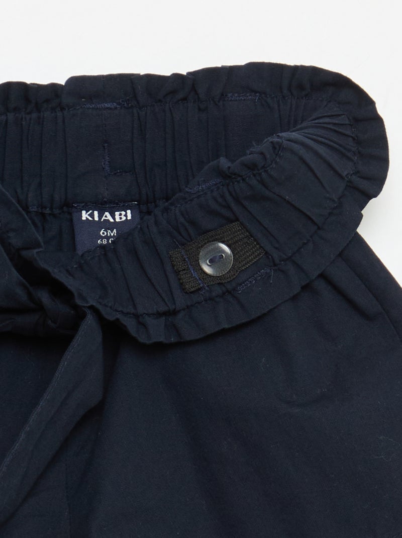 Short en popeline avec ceinture à nouer Bleu - Kiabi