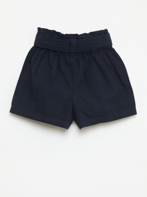 Short en popeline avec ceinture à nouer - Kiabi