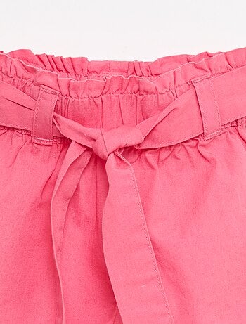 Short en popeline avec ceinture à nouer