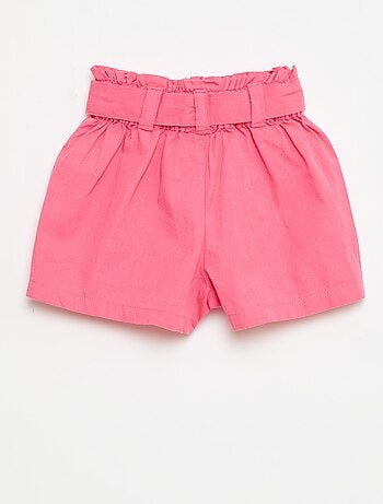 Short en popeline avec ceinture à nouer