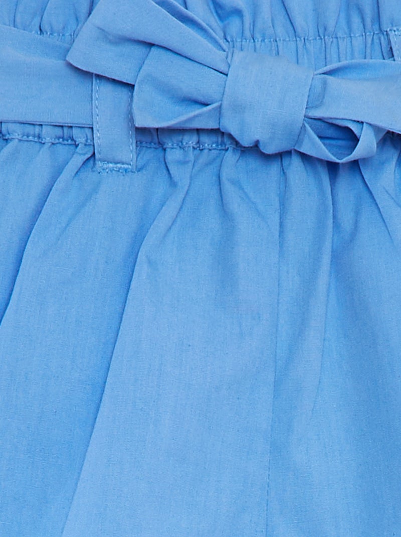 Short en popeline avec ceinture BLEU - Kiabi