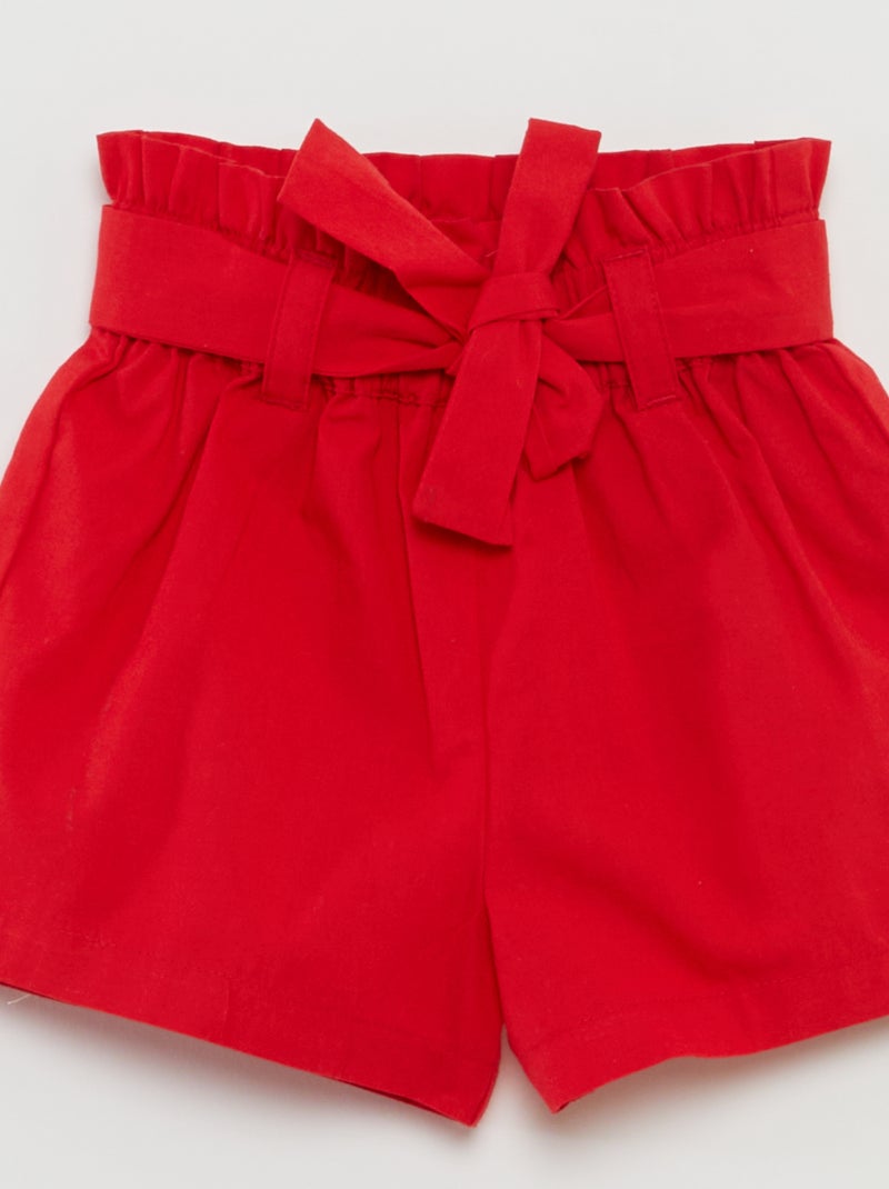 Short en popeline avec ceinture ROUGE - Kiabi