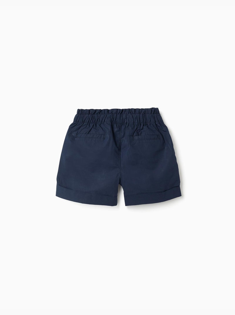 Short en popeline avec taille paperbag et plis Bleu foncé - Kiabi