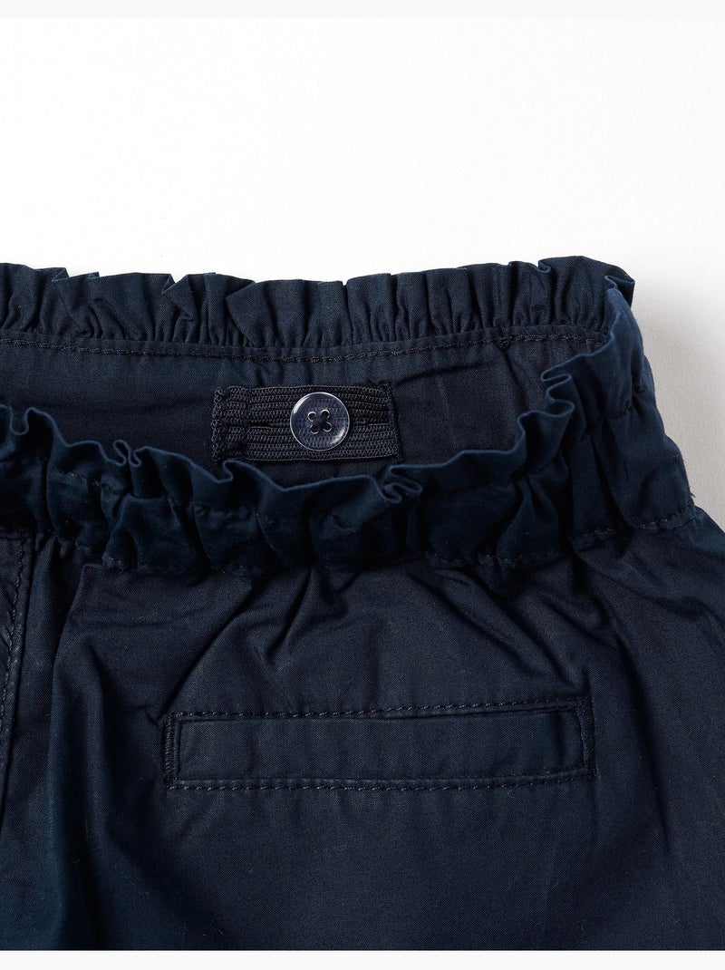Short en popeline avec taille paperbag et plis Bleu foncé - Kiabi