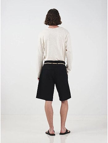 Short en popeline taille mi-haute, coupe décontractée et ceinture giesto