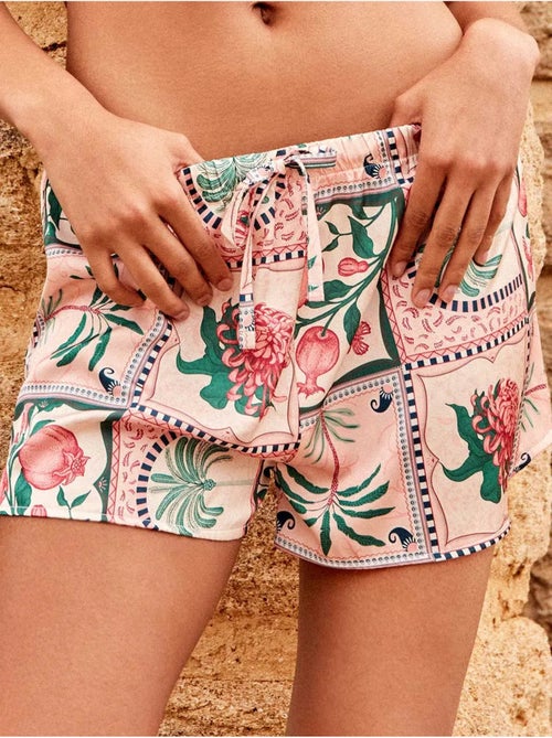 Short en satin imprimé mosaïque florale tropicale - Kiabi Short en satin imprimé mosaïque florale tropicale - Kiabi