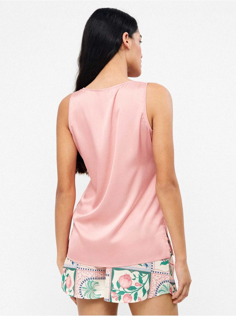 Short en satin imprimé mosaïque florale tropicale Multicolore - Kiabi