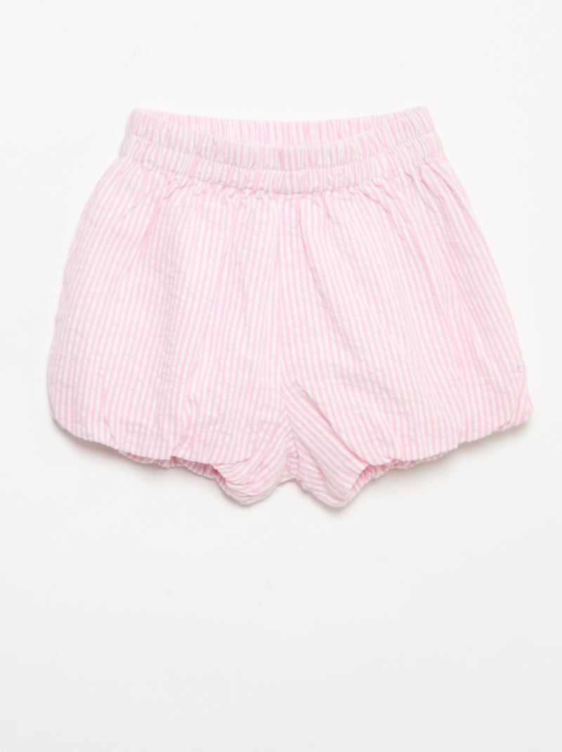 Short en seersucker à rayures Rose - Kiabi