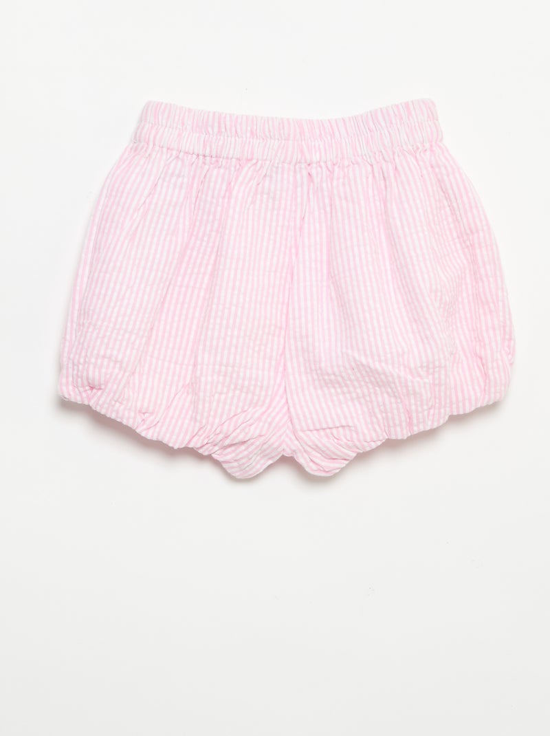 Short en seersucker à rayures Rose - Kiabi